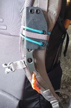 knife attached to backpack