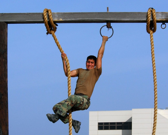 SEAL training on rope