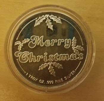 merry christmas silver round