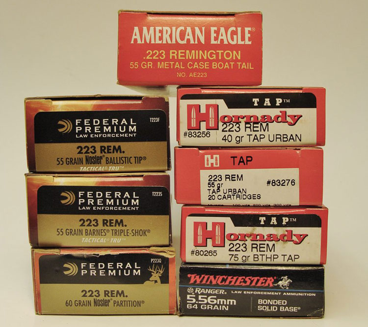 various 5.56 and .223 cartridges