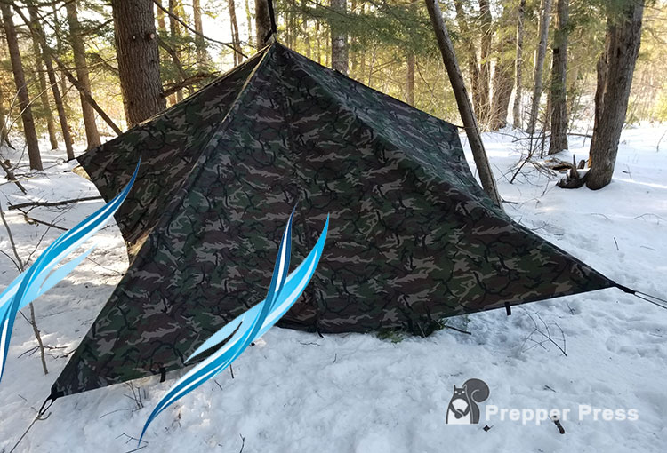 bug out tarp with wind direction