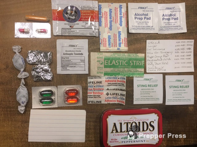first aid kit in altoids tin