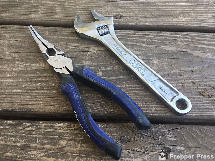 Needle-Nose Pliers and an Adjustable Wrench