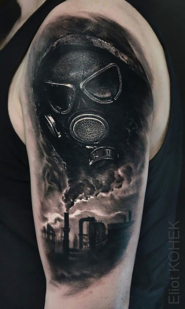 gas mask wasteland tattoo