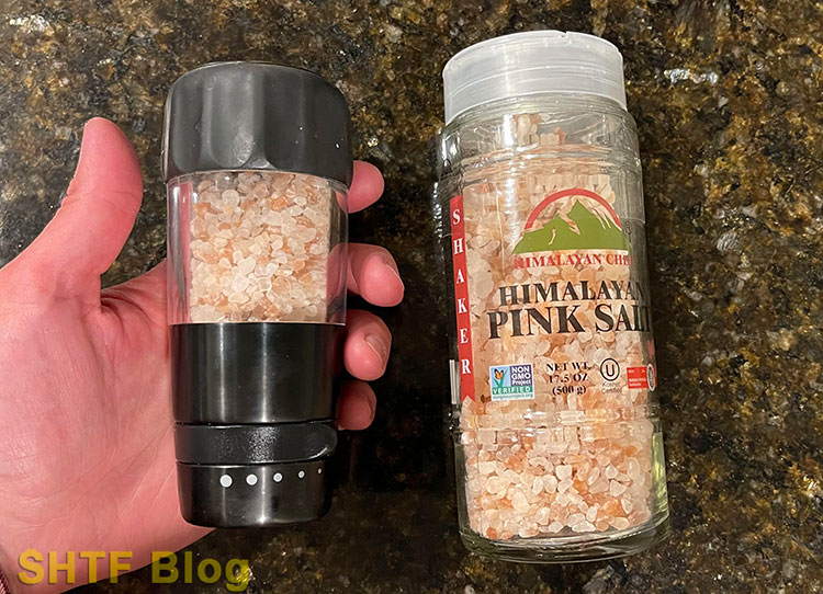 pink Himalayan salt with grinder