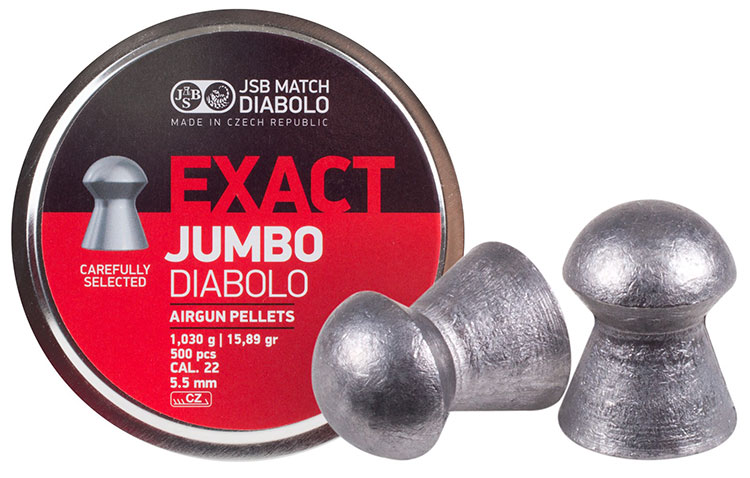 JSB Diabolo Exact Jumbo .22 Cal, 15.89 Grains, Domed, 500ct