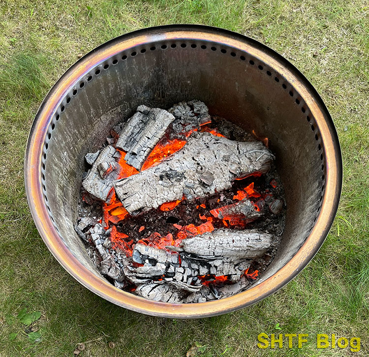 the level of coals/wood used for cooking