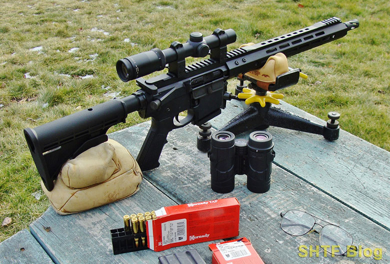 BCA AR-15 on bench with Burris scope