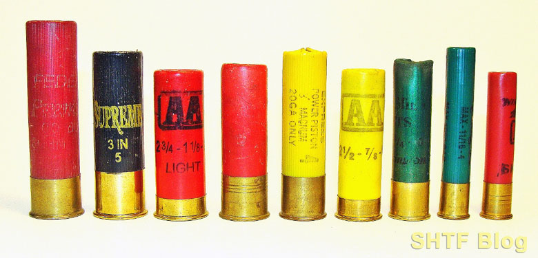 different shotguns gauges lined up Ammunition Kart Different Types of Shotguns Explained