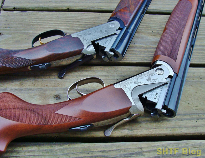 pair of over and under shotguns